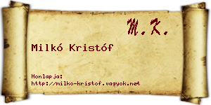 Milkó Kristóf névjegykártya